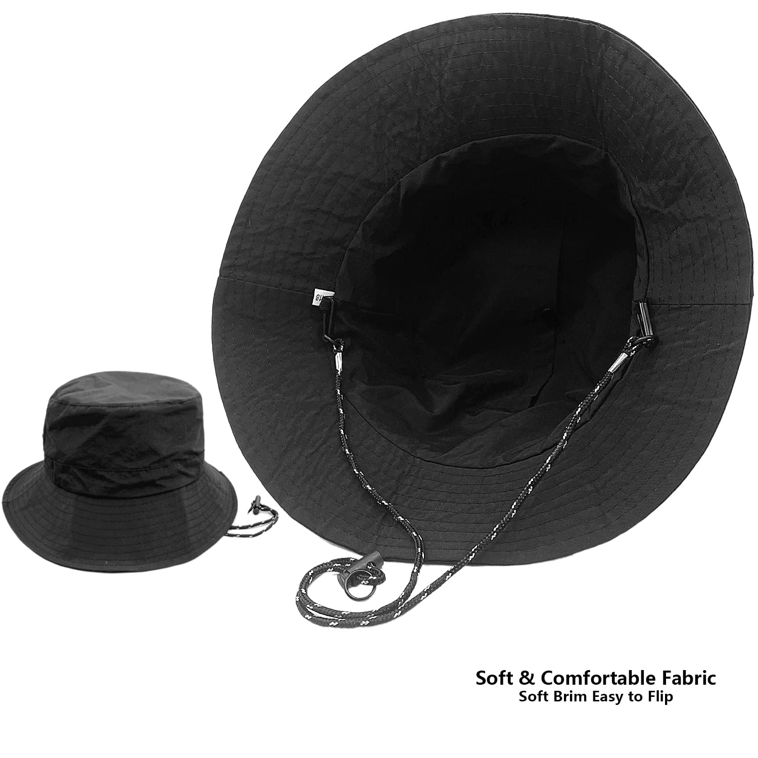 Waterproof Bucket Rain Hat with Chin Strap Quick Dry Boonie Sun Hat