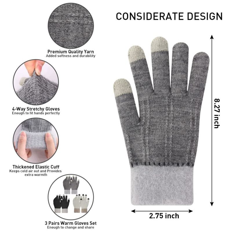 Damskie zimowe rękawiczki do ekranów dotykowych